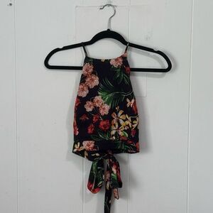 Lush Tropical Floral Cropped Tank Small